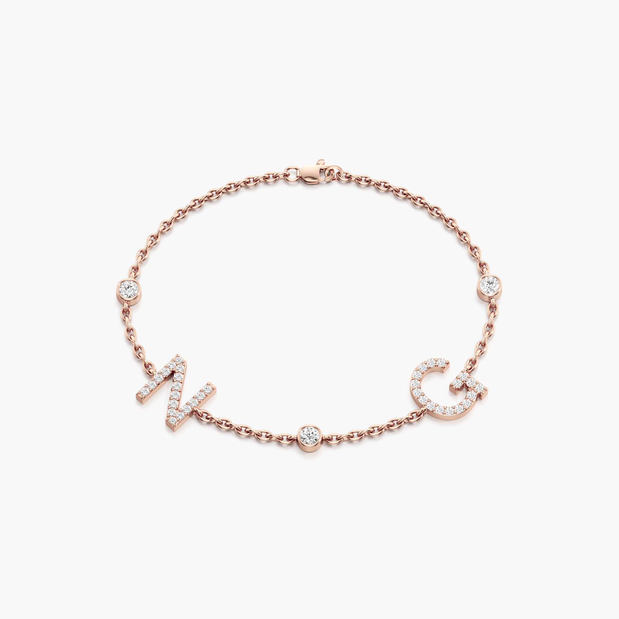 Double Initial Letters Bracelet