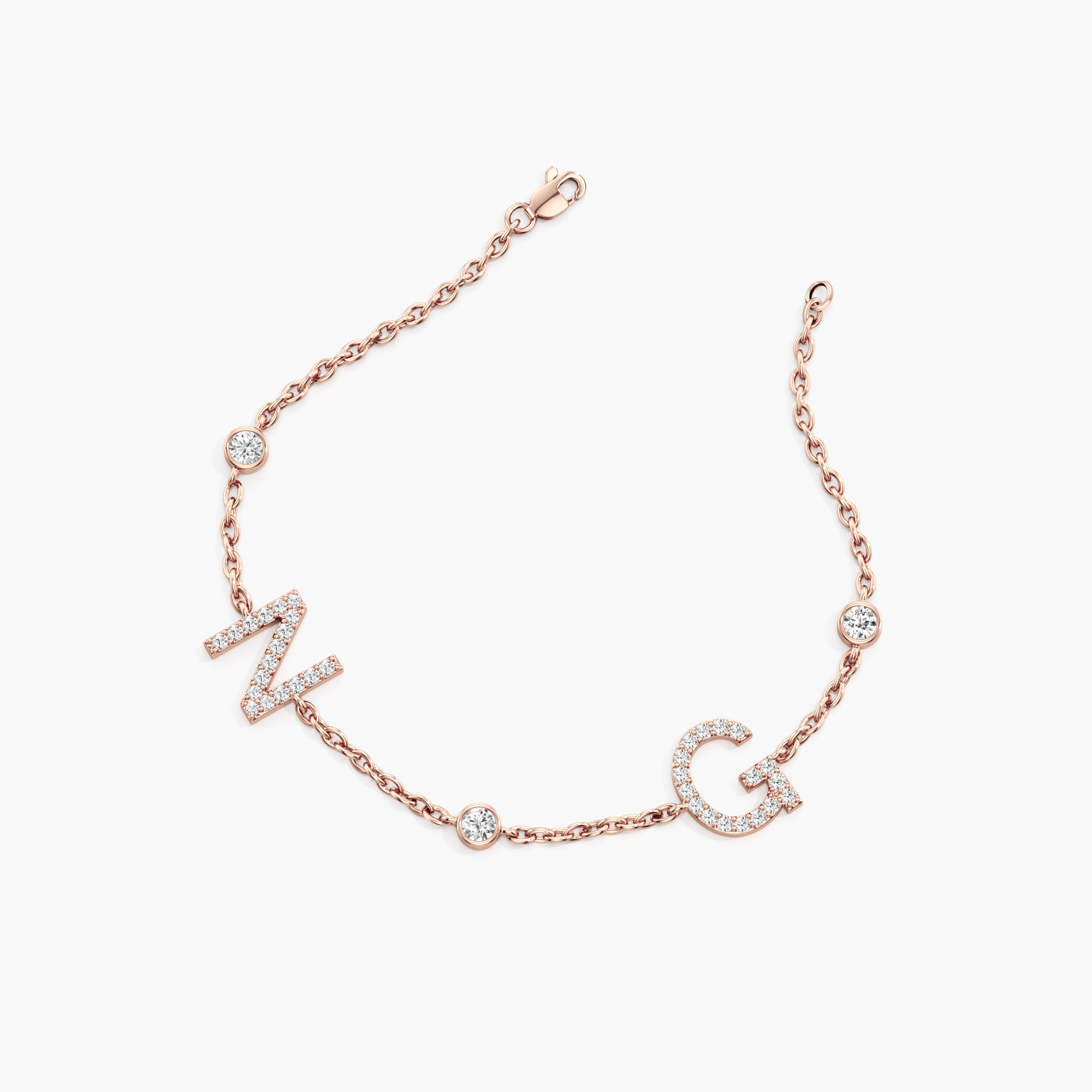 Double Initial Letters Bracelet