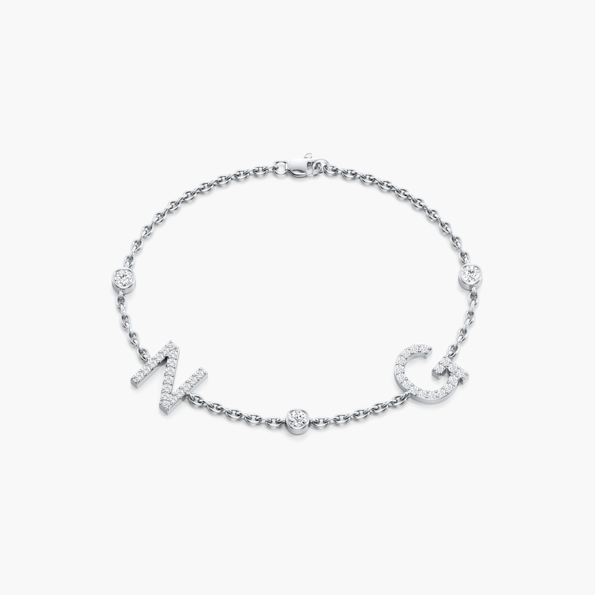 Double Initial Letters Bracelet