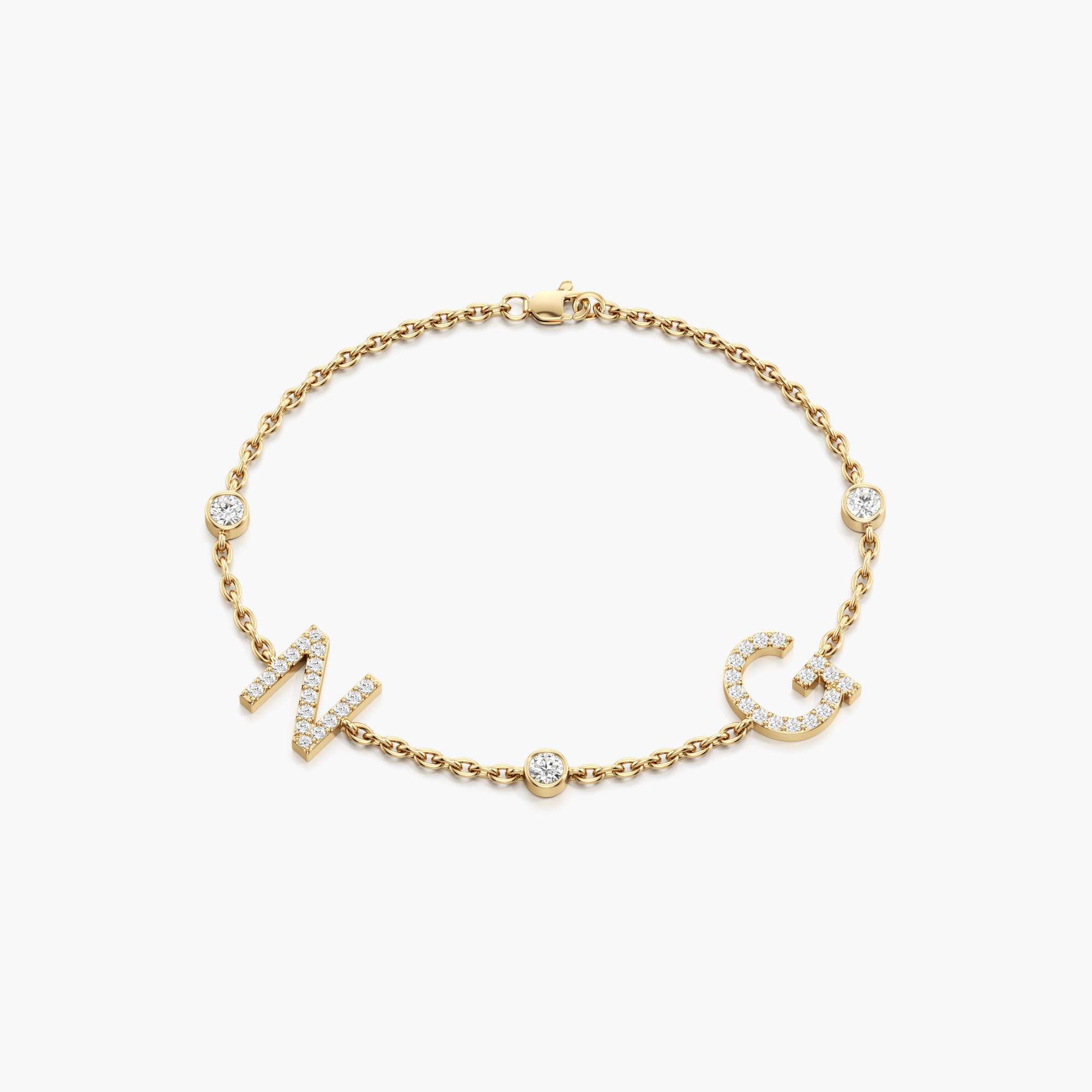 Double Initial Letters Bracelet