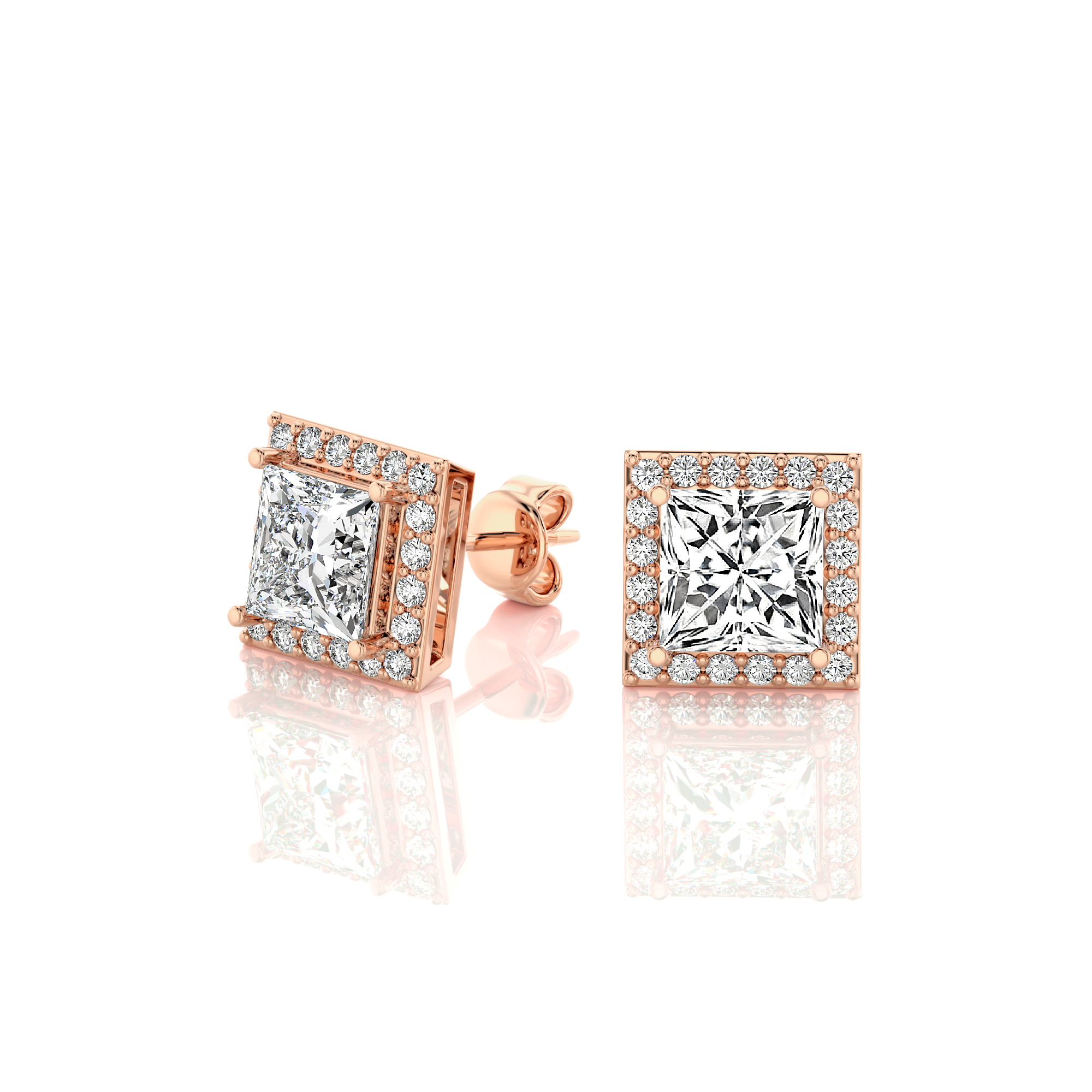 Elegant Escapades Halo Diamond Stud Earrings