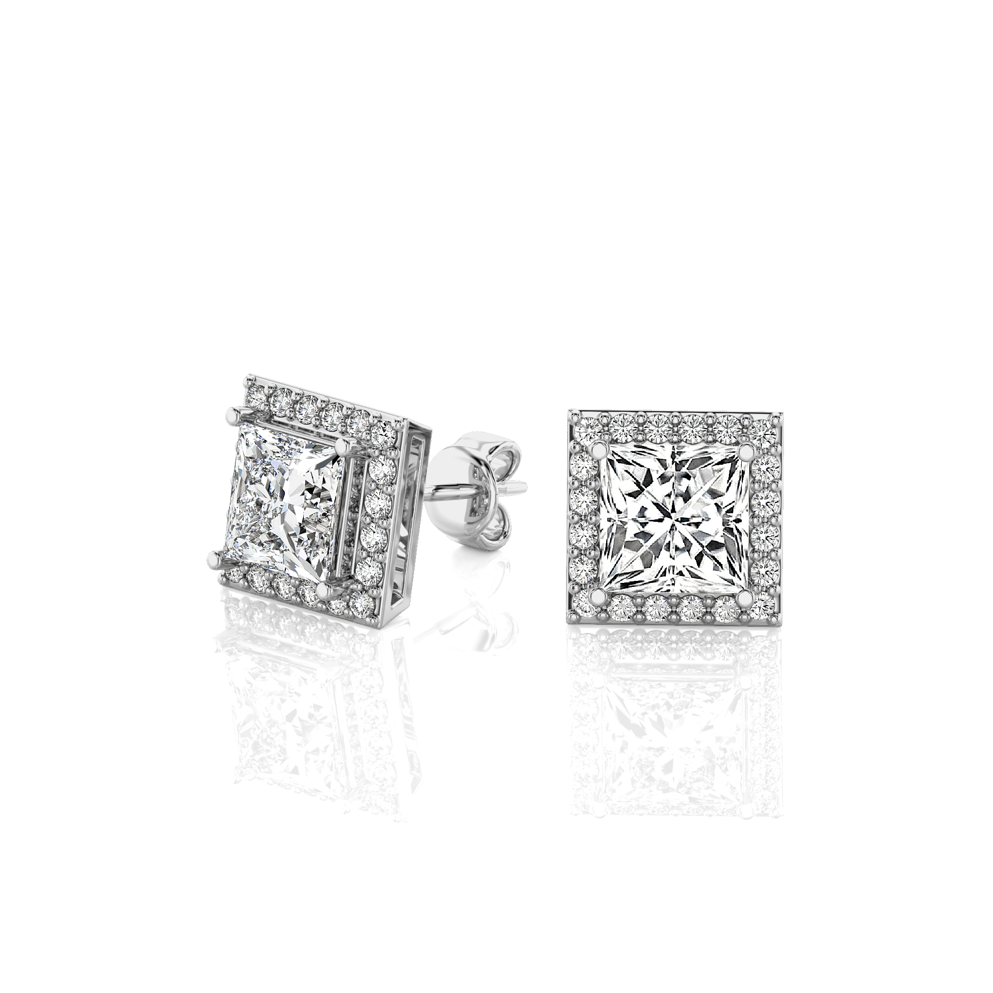 Elegant Escapades Halo Diamond Stud Earrings
