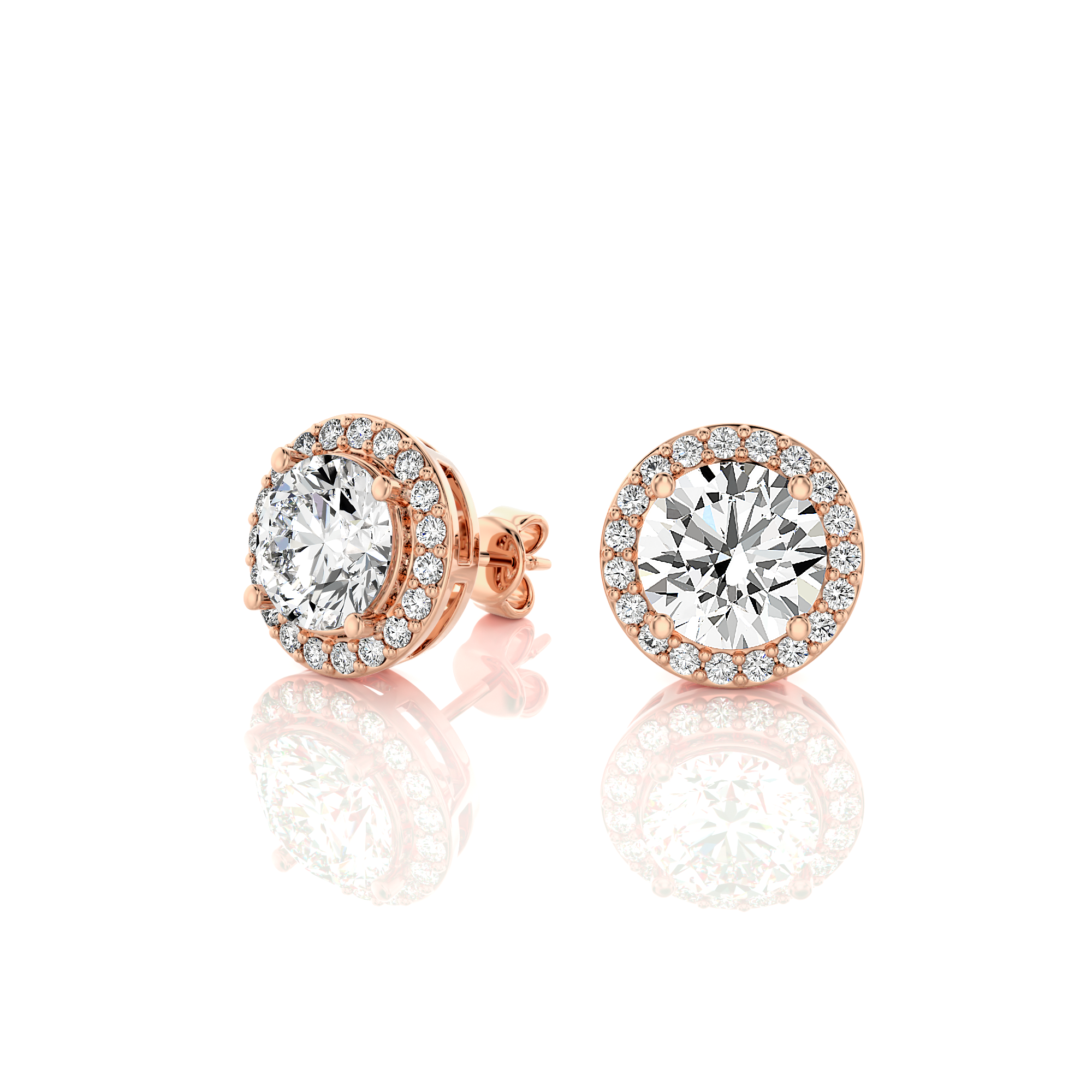 Elegant Escapades Halo Diamond Stud Earrings
