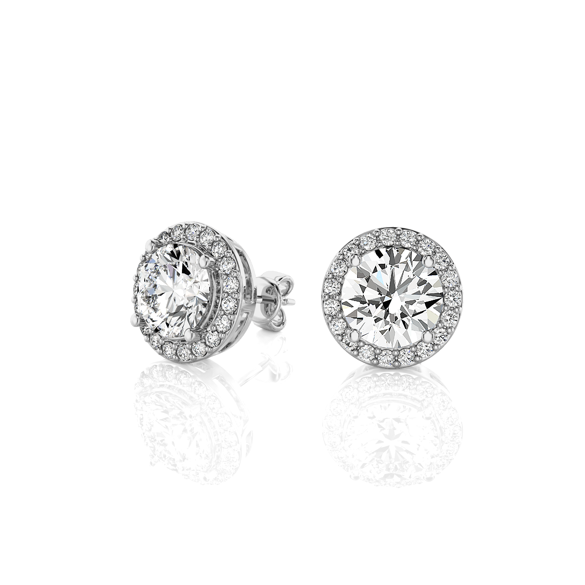 Elegant Escapades Halo Diamond Stud Earrings