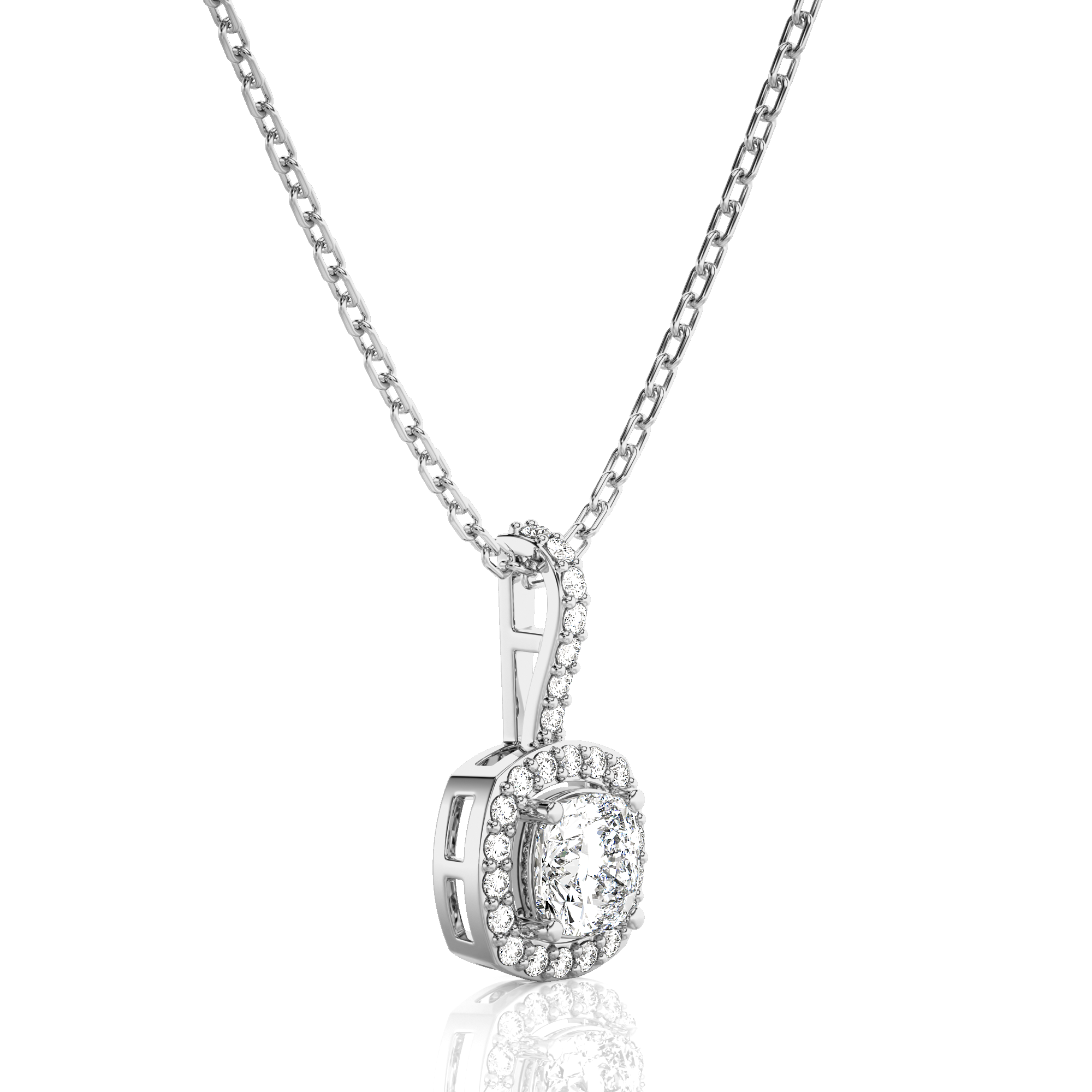 City Night Solitaire Halo Pendant
