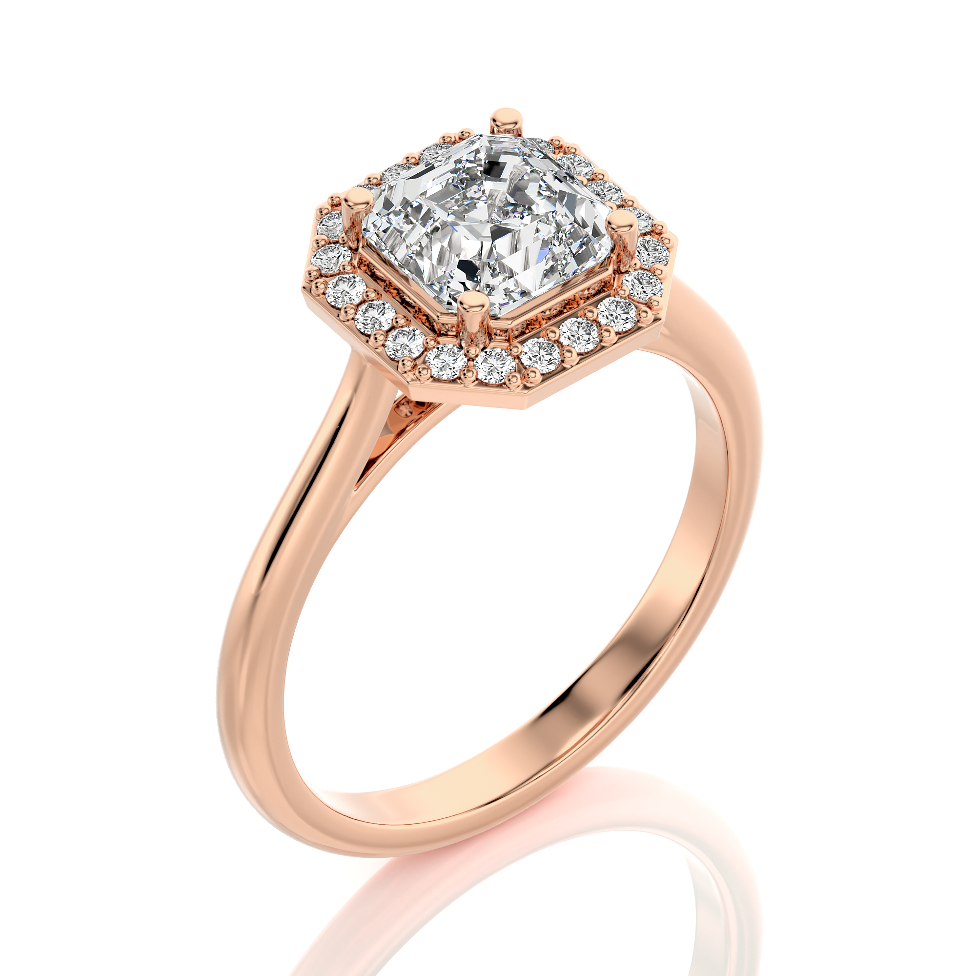 Exquisite Aura Halo Diamond Engagement Ring