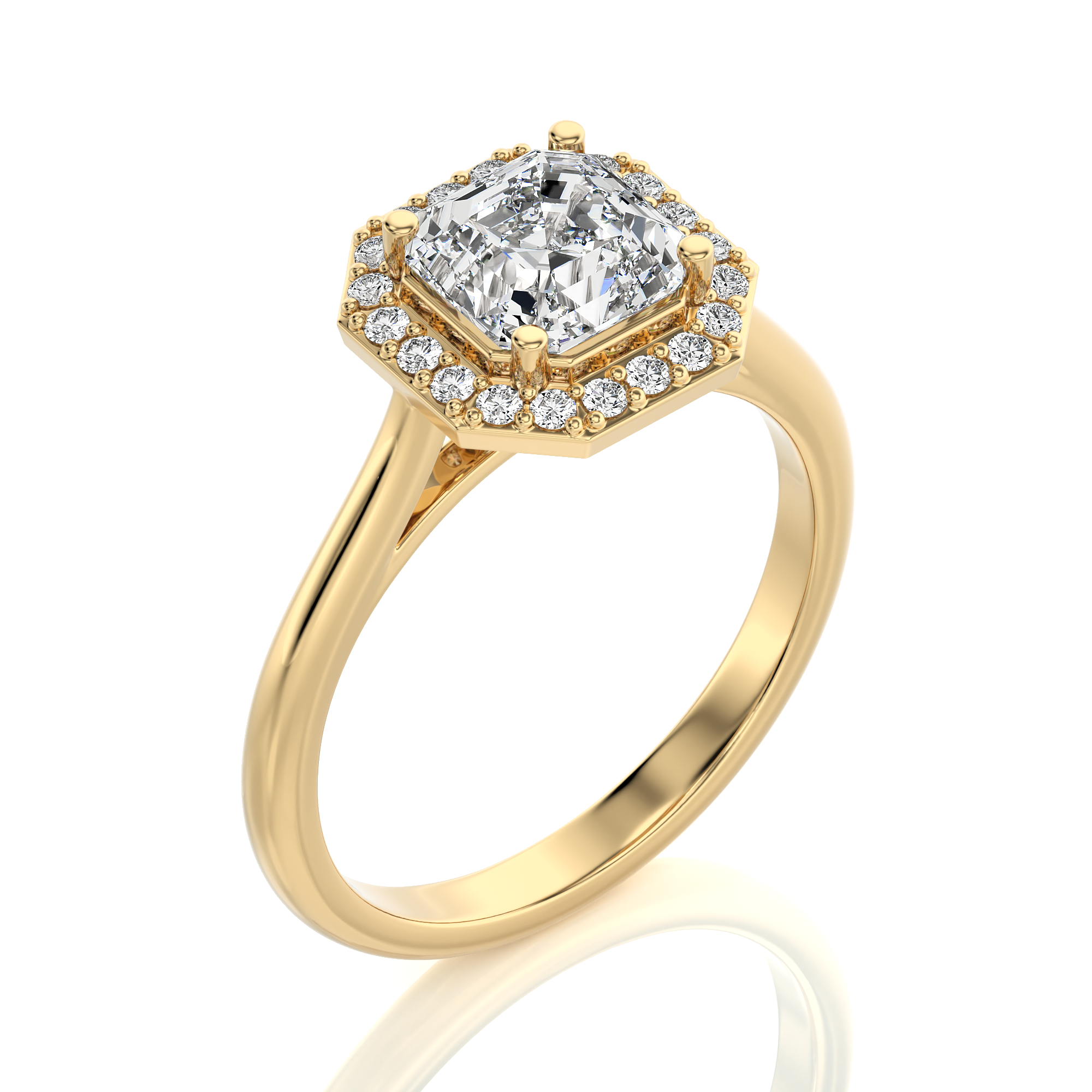 Exquisite Aura Halo Diamond Engagement Ring