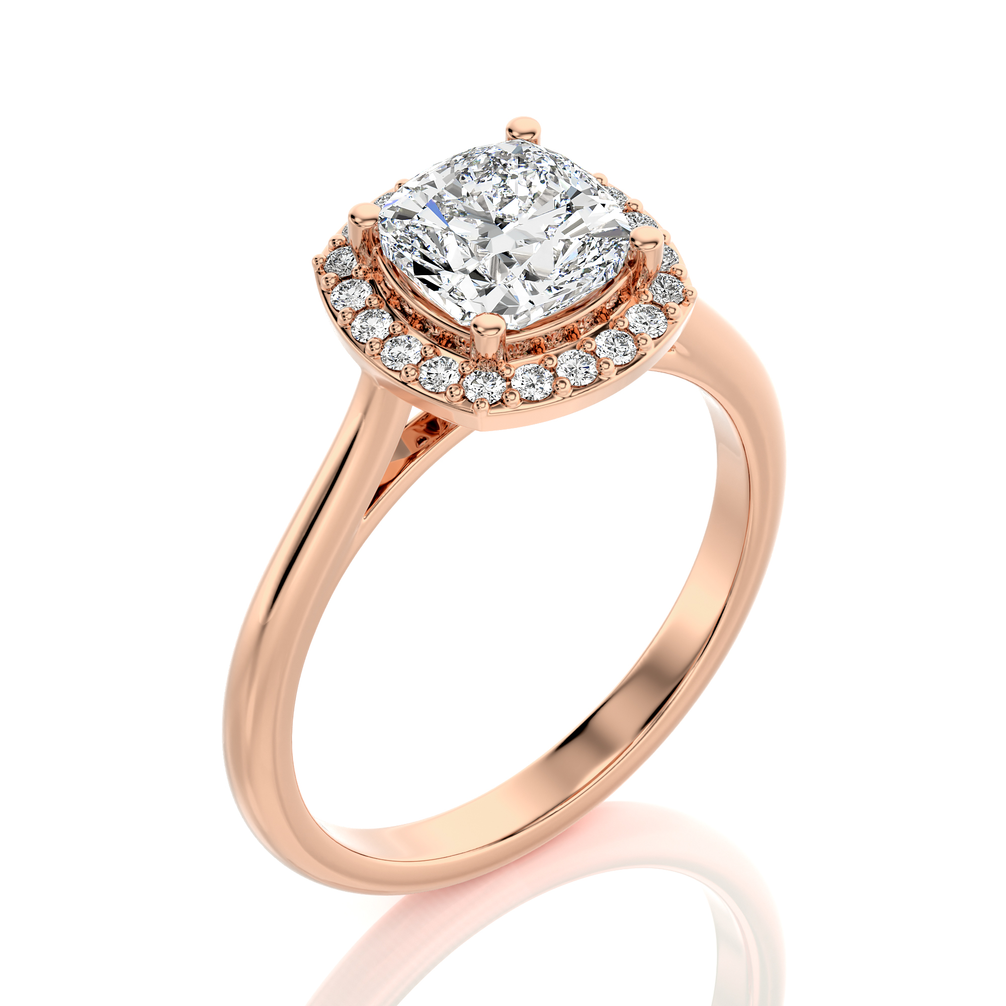 Exquisite Aura Halo Diamond Engagement Ring