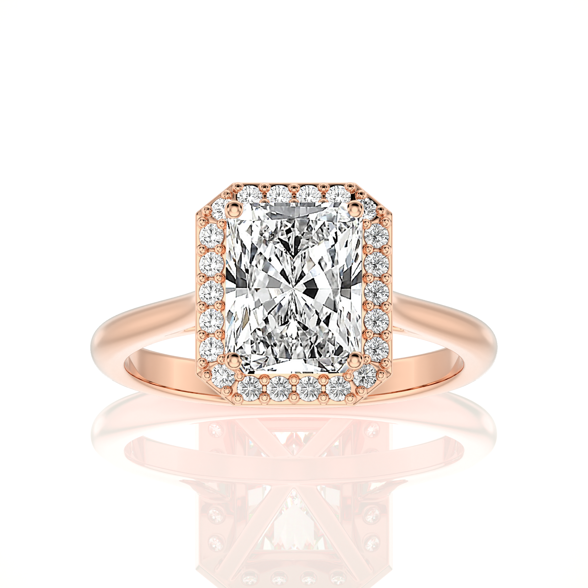Exquisite Aura Halo Diamond Engagement Ring