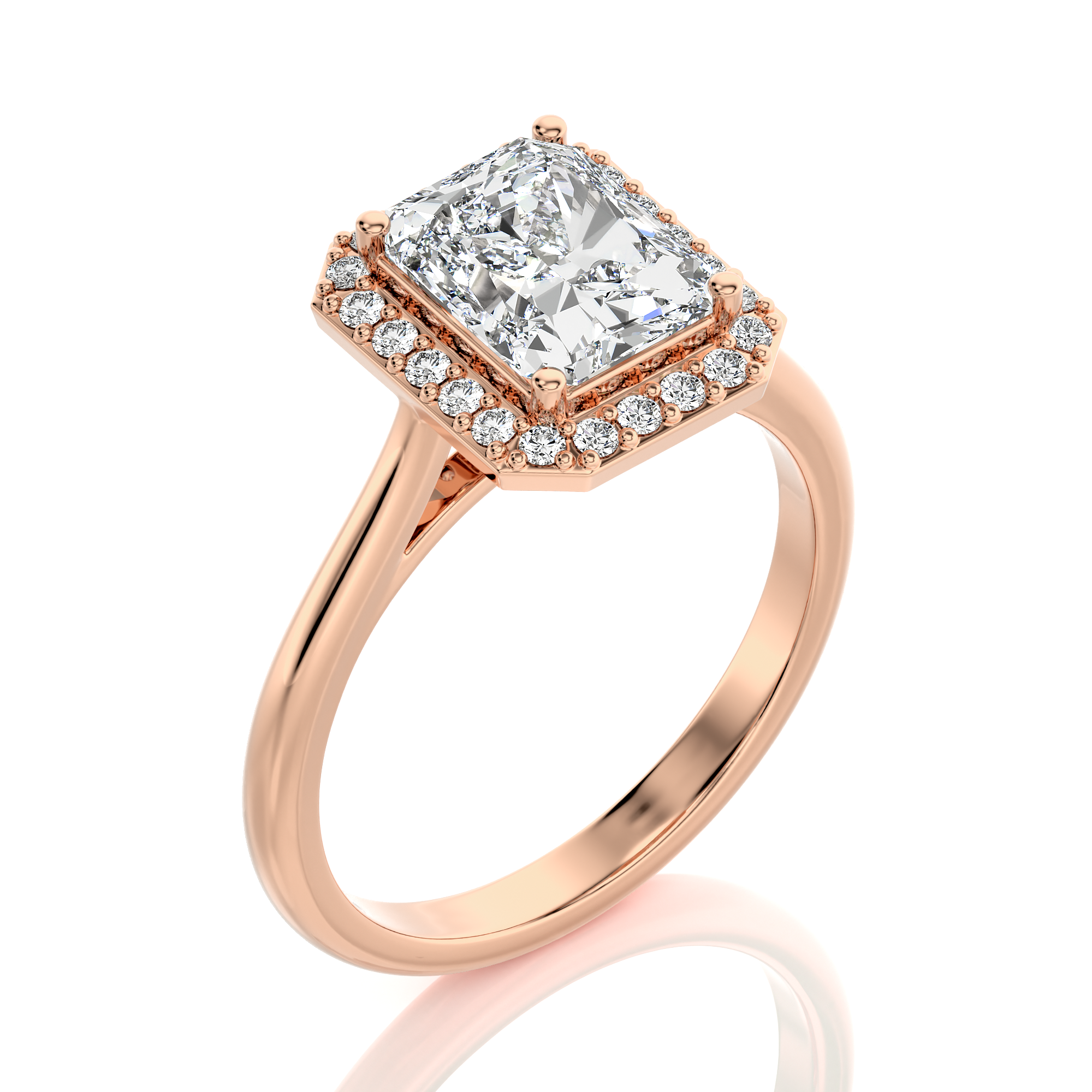 Exquisite Aura Halo Diamond Engagement Ring