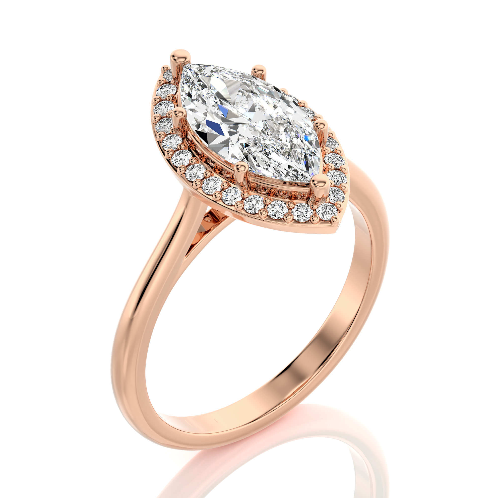 Exquisite Aura Halo Diamond Engagement Ring