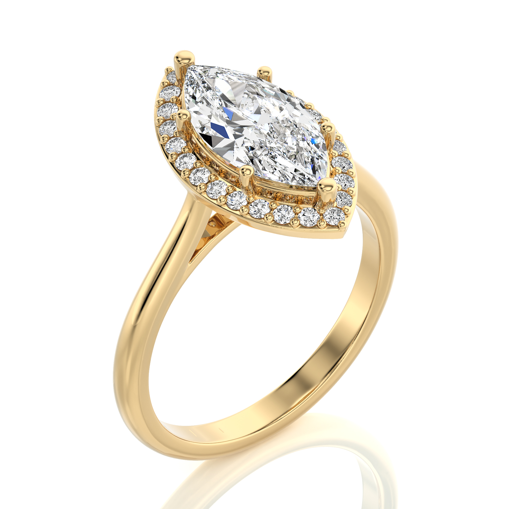 Exquisite Aura Halo Diamond Engagement Ring