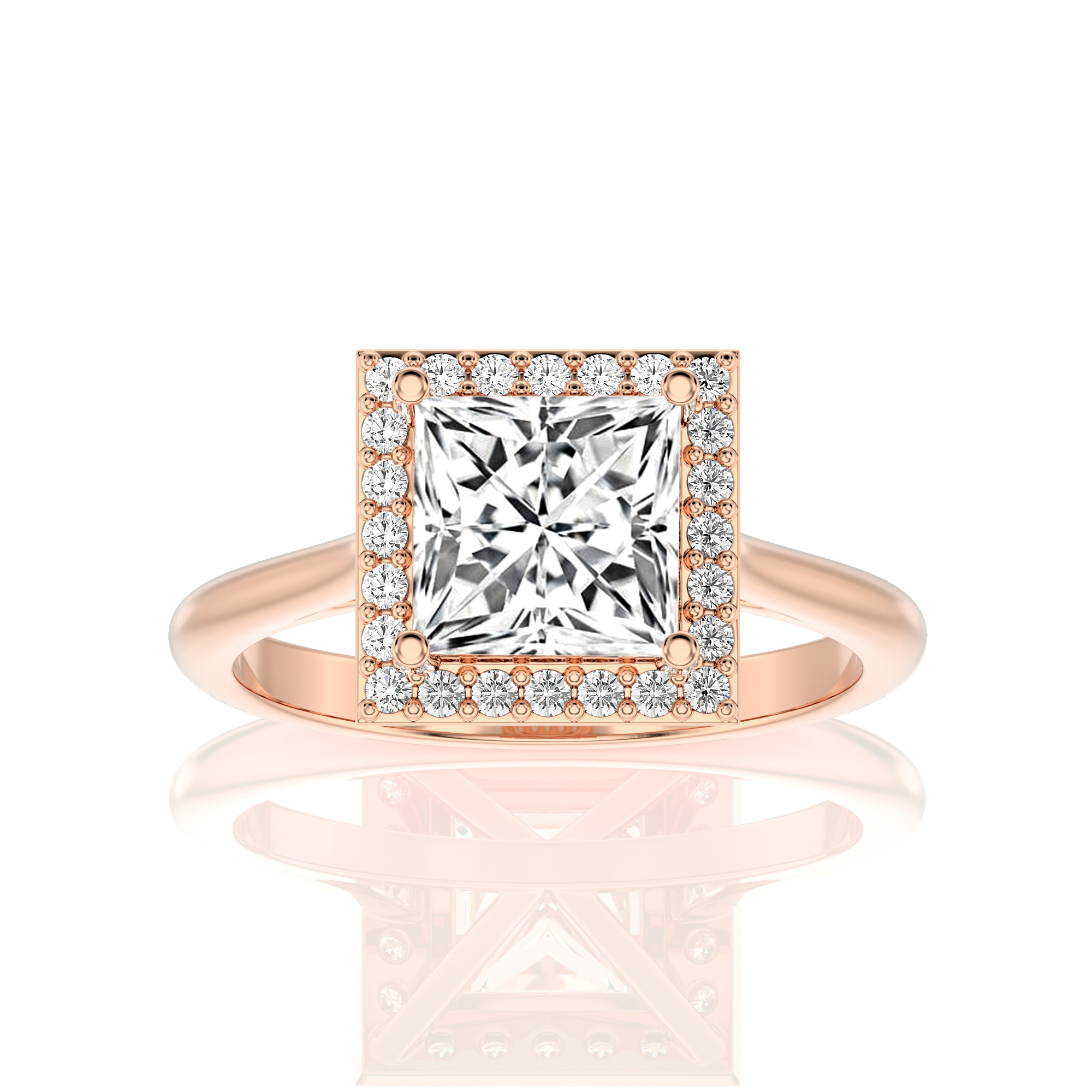 Exquisite Aura Halo Diamond Engagement Ring