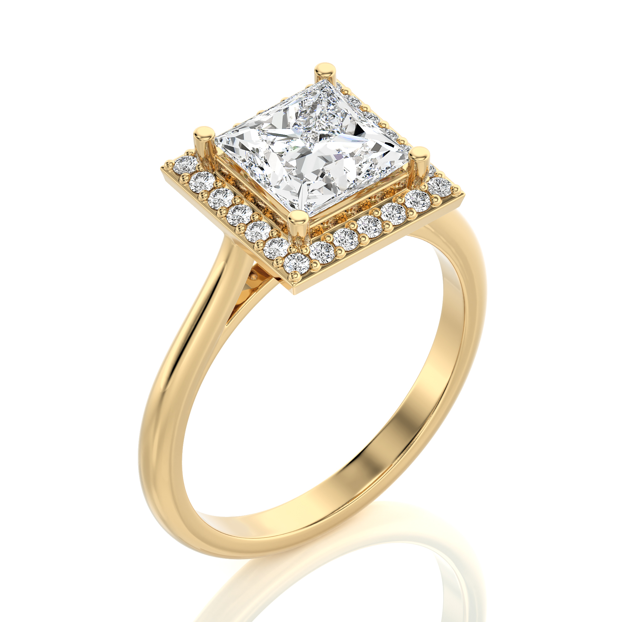 Exquisite Aura Halo Diamond Engagement Ring