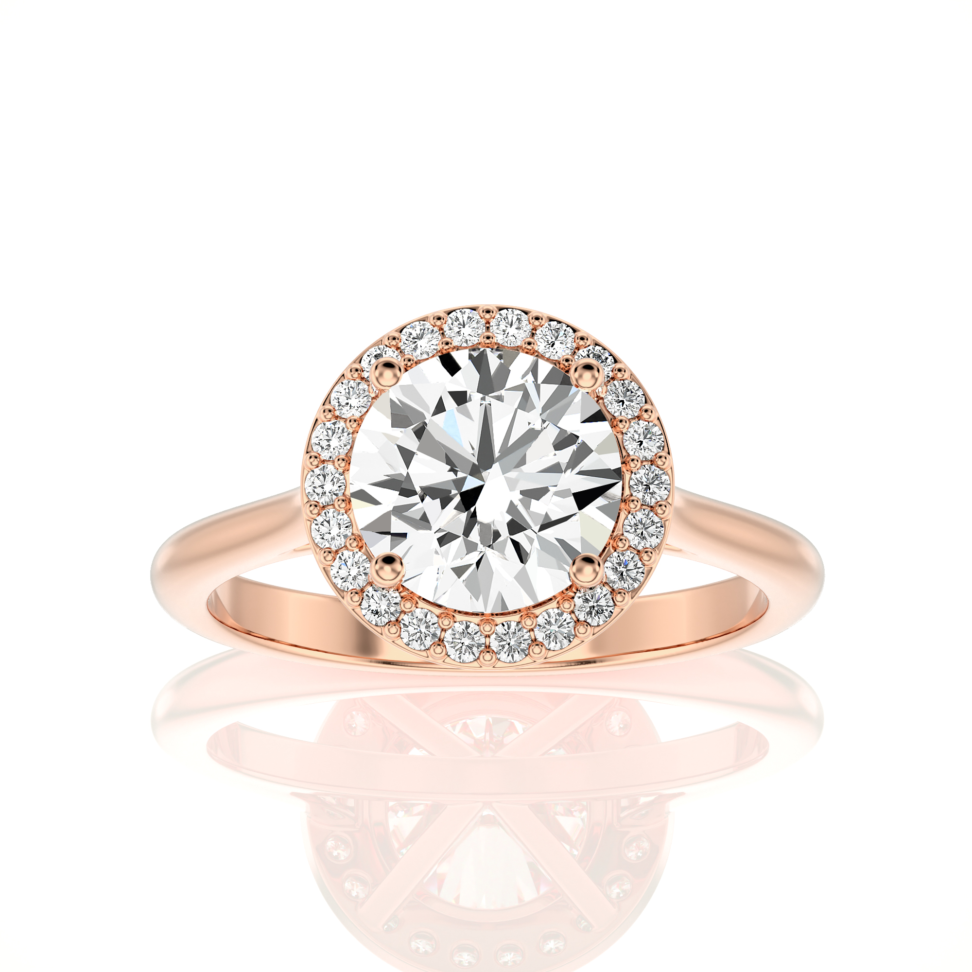 Exquisite Aura Halo Diamond Engagement Ring