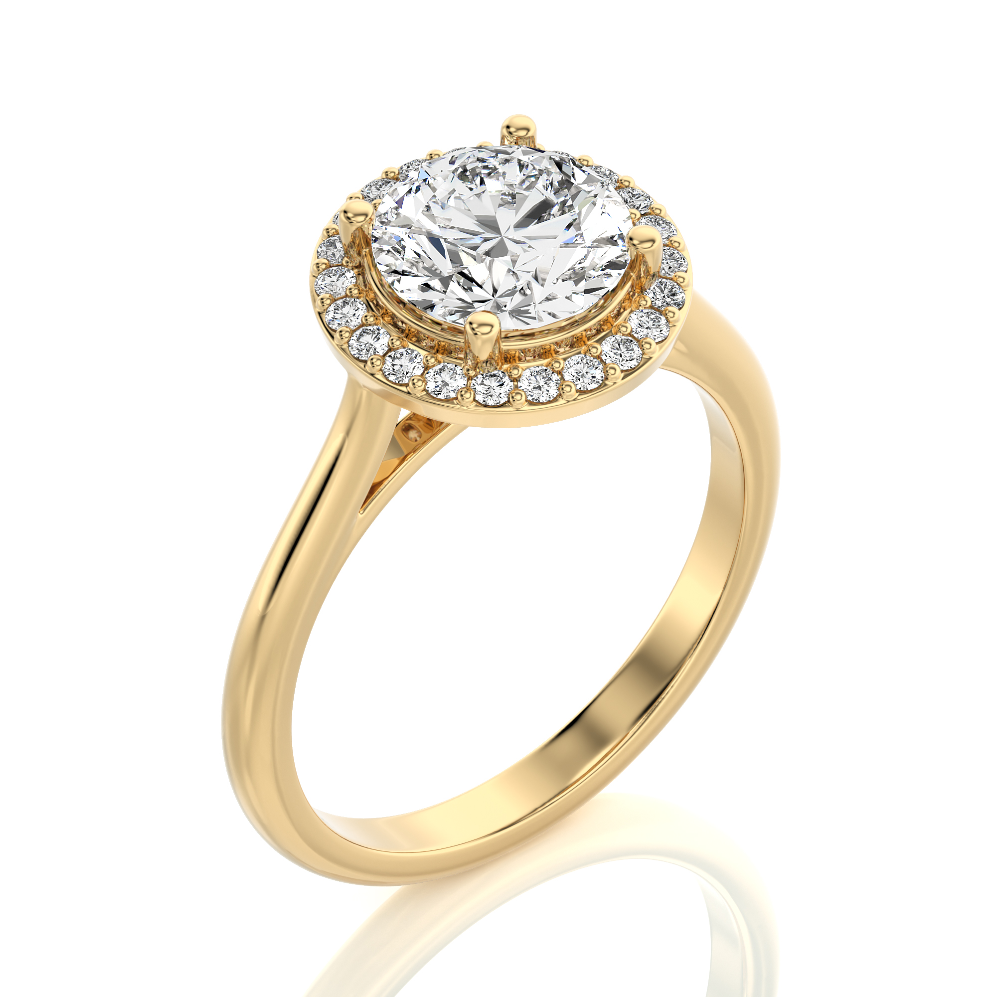 Exquisite Aura Halo Diamond Engagement Ring