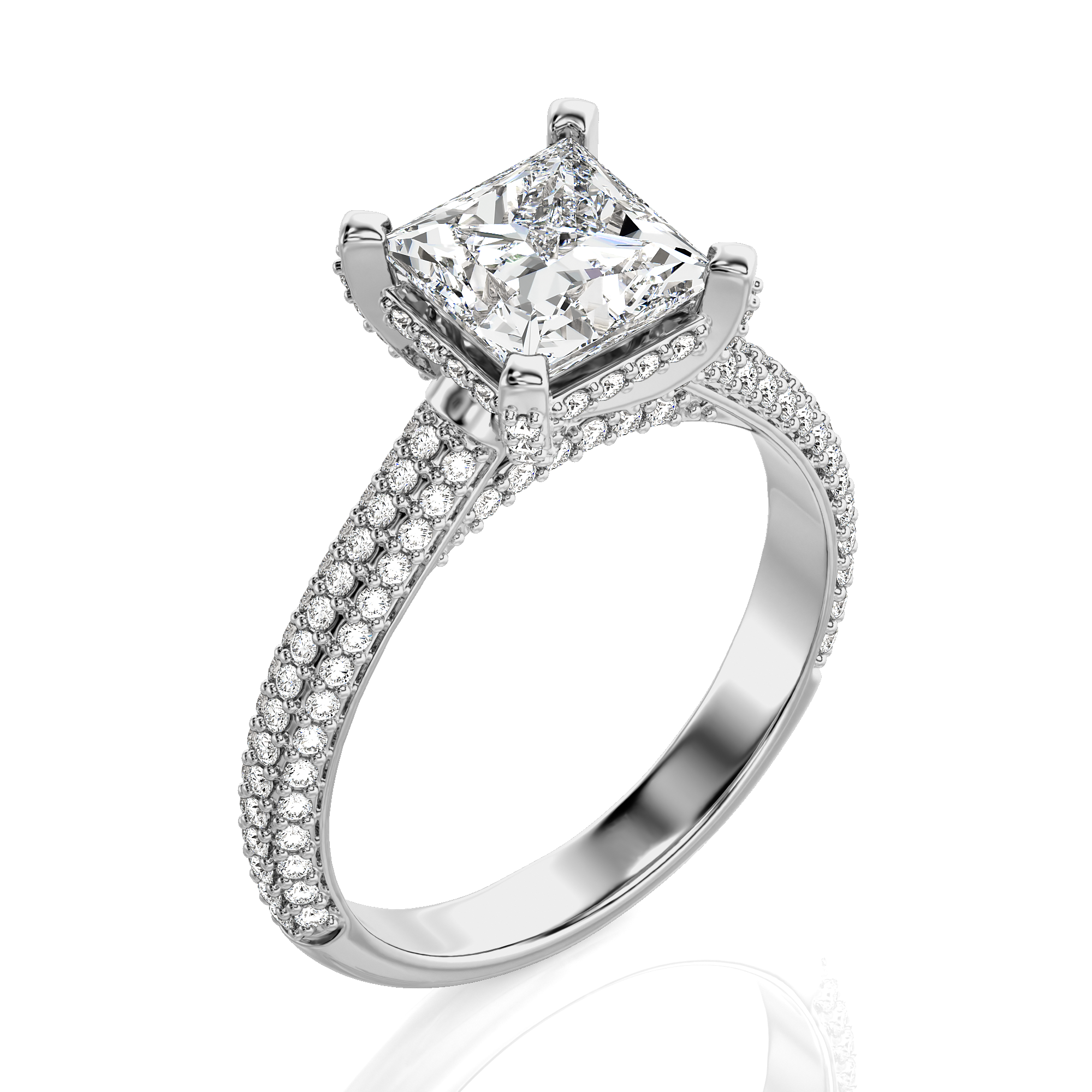 Moonlit Marvel Pave Diamond Engagement Ring