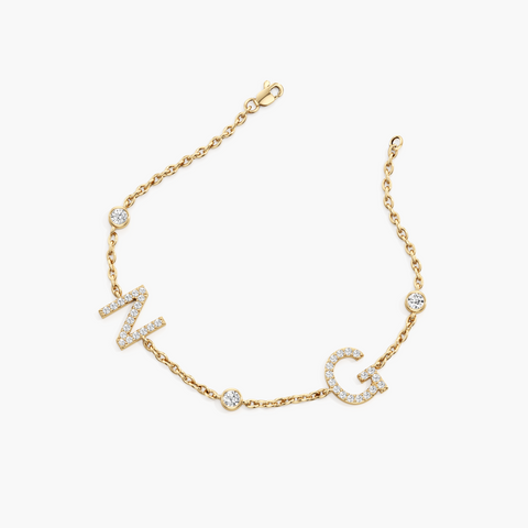 Double Initial Letters Bracelet