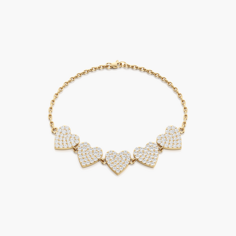 Five Hearts of Gold Bracelet