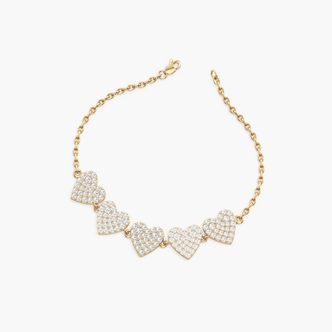 Five Hearts of Gold Bracelet